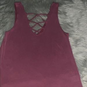 Mauve cross front tank top
